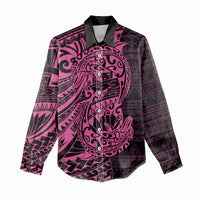 Pink Couple Dolphins Maori Polynesian Style Women Casual Shirt