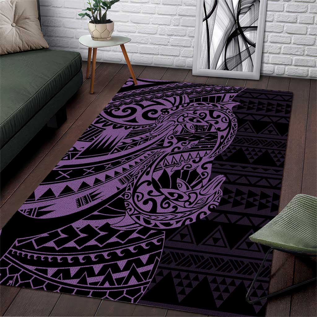 Purple Couple Dolphins Maori Polynesian Style Area Rug