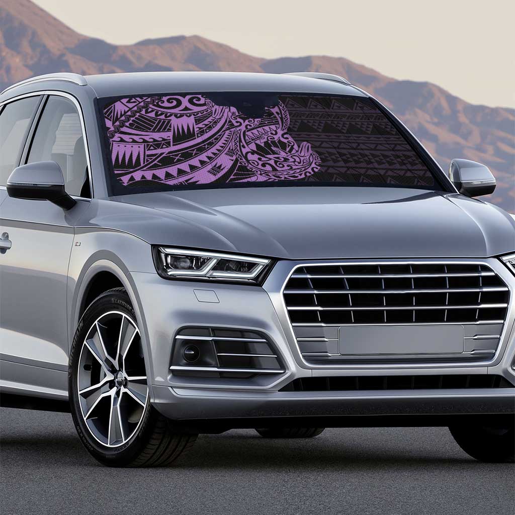 Purple Couple Dolphins Maori Polynesian Style Auto Sun Shade - Polynesian Pride