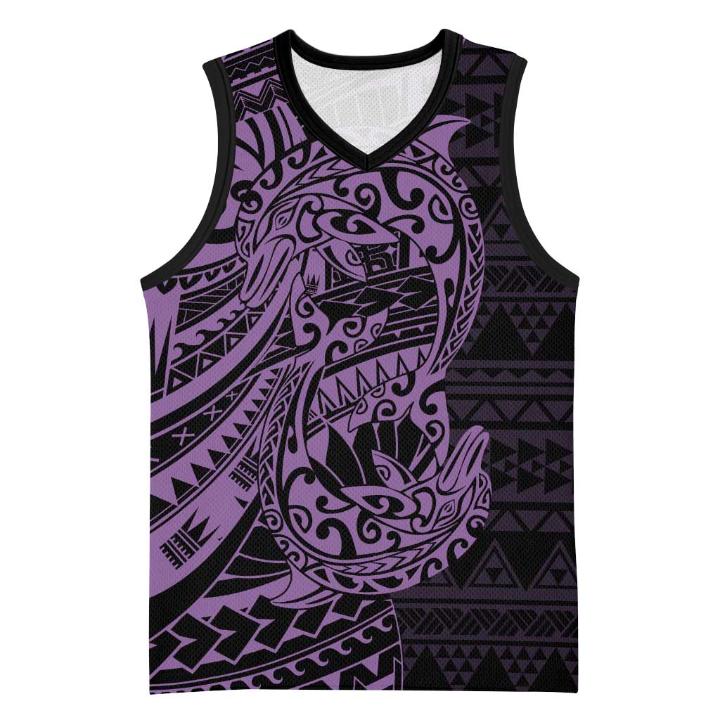 Purple Couple Dolphins Maori Polynesian Style Basketball Jersey - Polynesian Pride