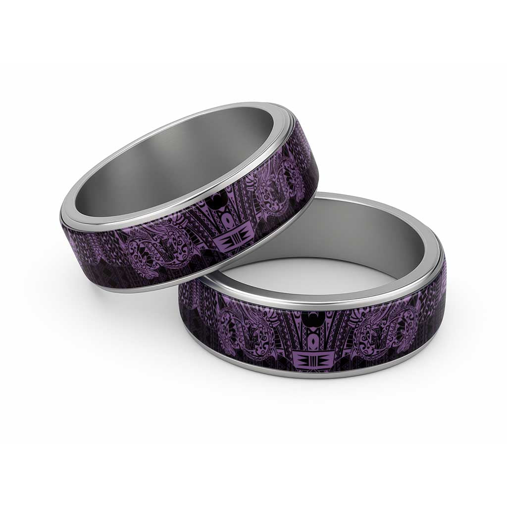 Purple Couple Dolphins Maori Polynesian Style Classic Ring - Polynesian Pride