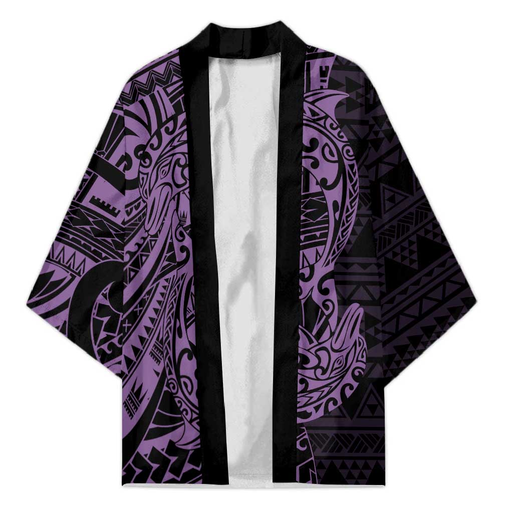Purple Couple Dolphins Maori Polynesian Style Kimono - Polynesian Pride