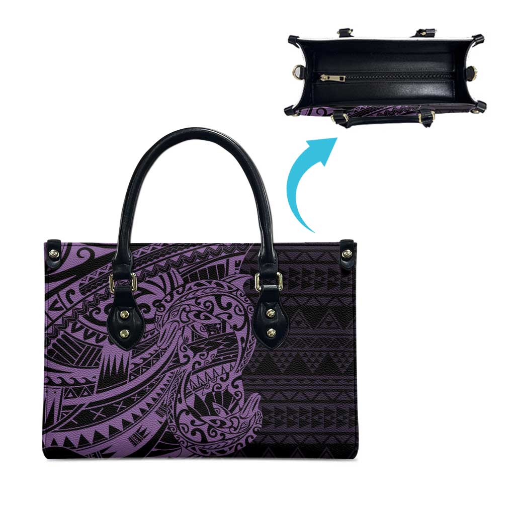 Purple Couple Dolphins Maori Polynesian Style Leather Bag - Polynesian Pride