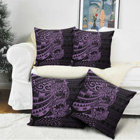 Purple Couple Dolphins Maori Polynesian Style Pillow Cover - Polynesian Pride