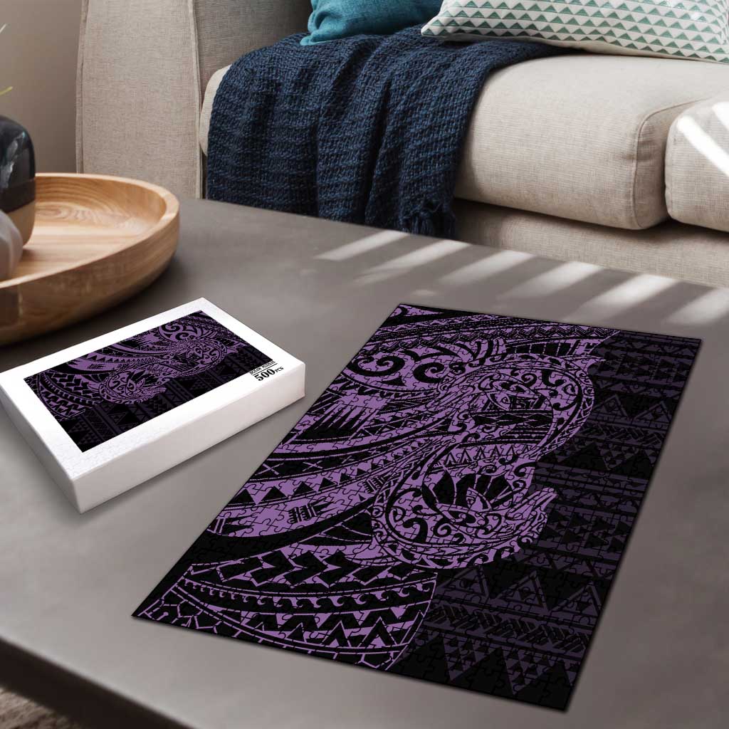 Purple Couple Dolphins Maori Polynesian Style Puzzle - Polynesian Pride