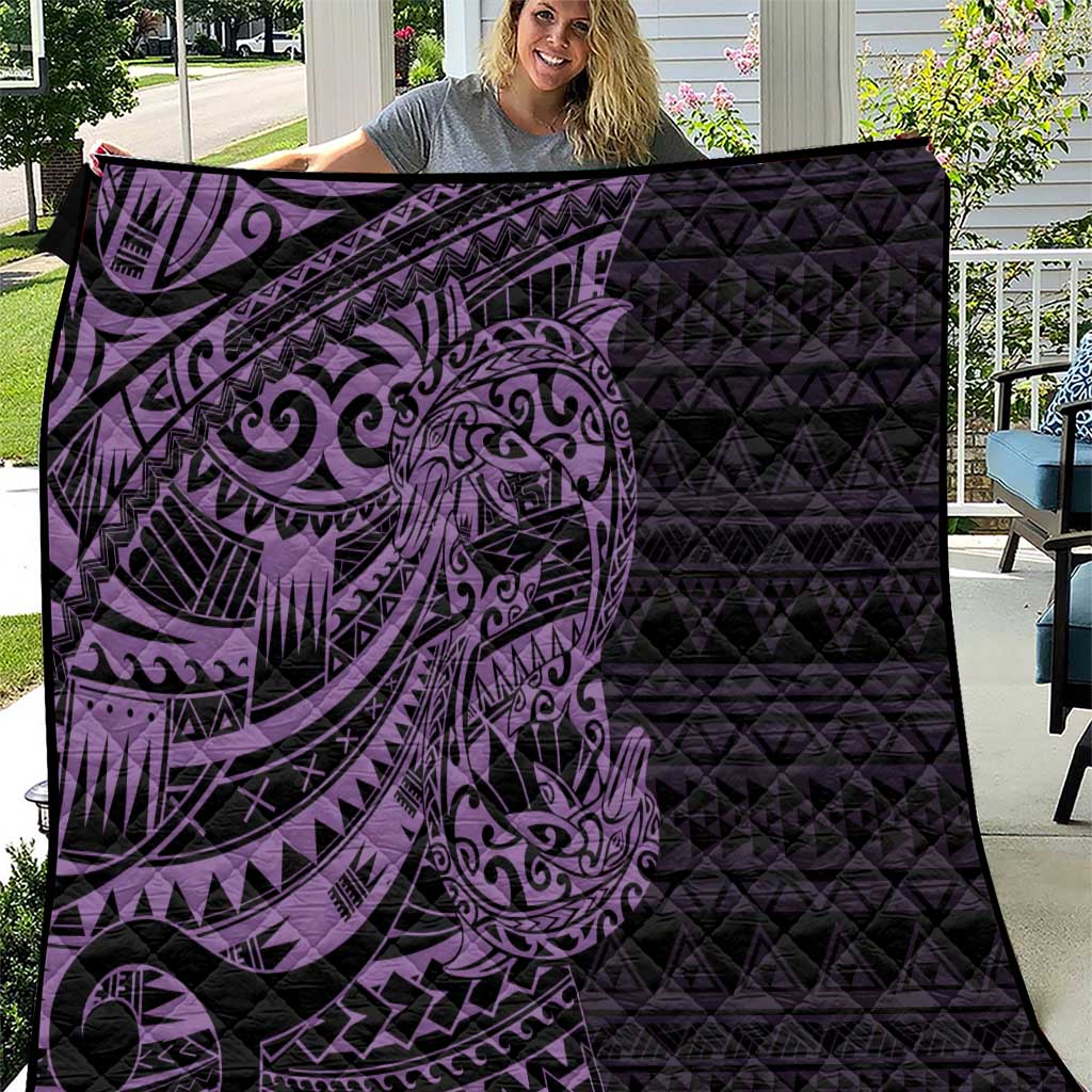 Purple Couple Dolphins Maori Polynesian Style Quilt LT9 Purple - Polynesian Pride