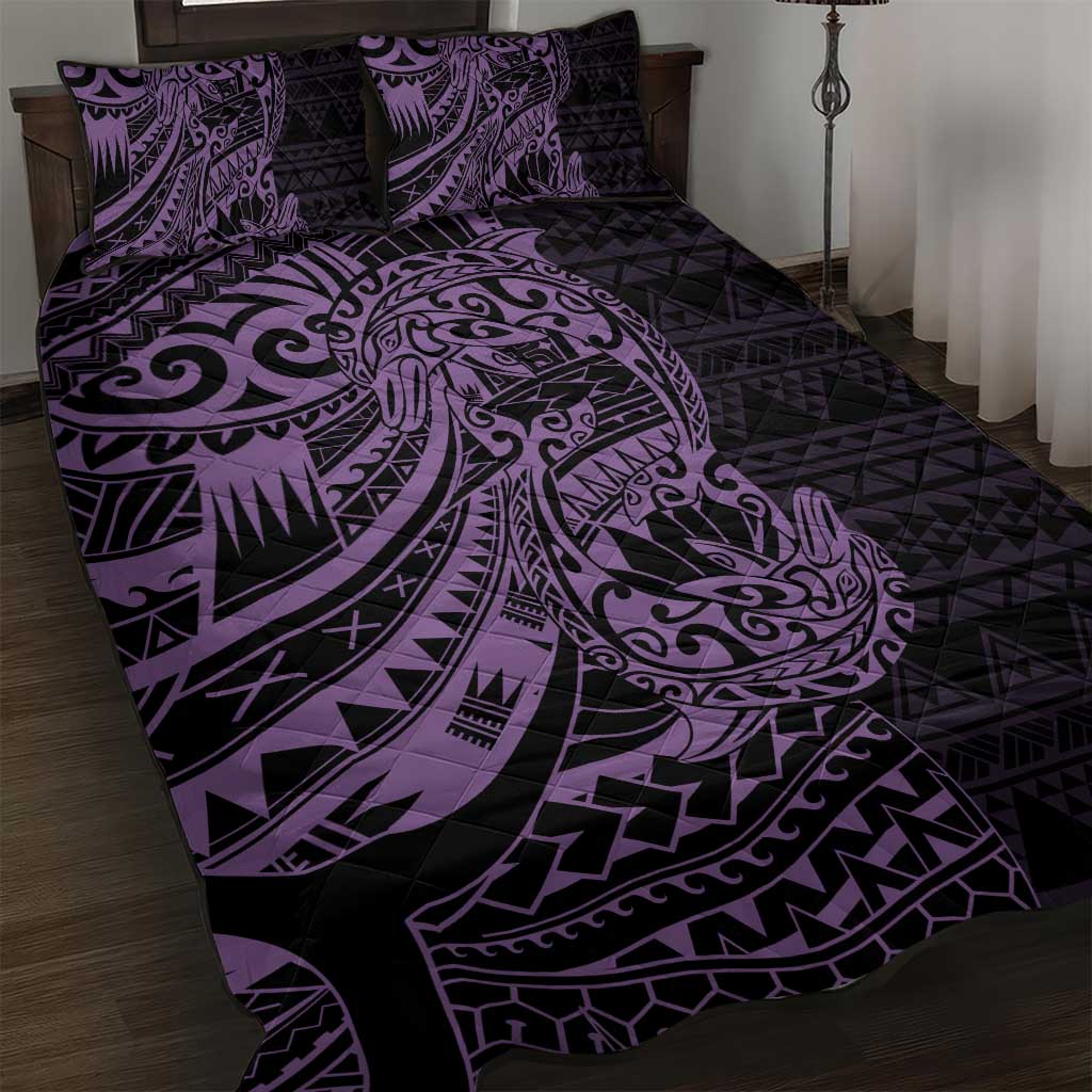 Purple Couple Dolphins Maori Polynesian Style Quilt Bed Set LT9 Purple - Polynesian Pride