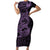 Purple Couple Dolphins Maori Polynesian Style Short Sleeve Bodycon Dress