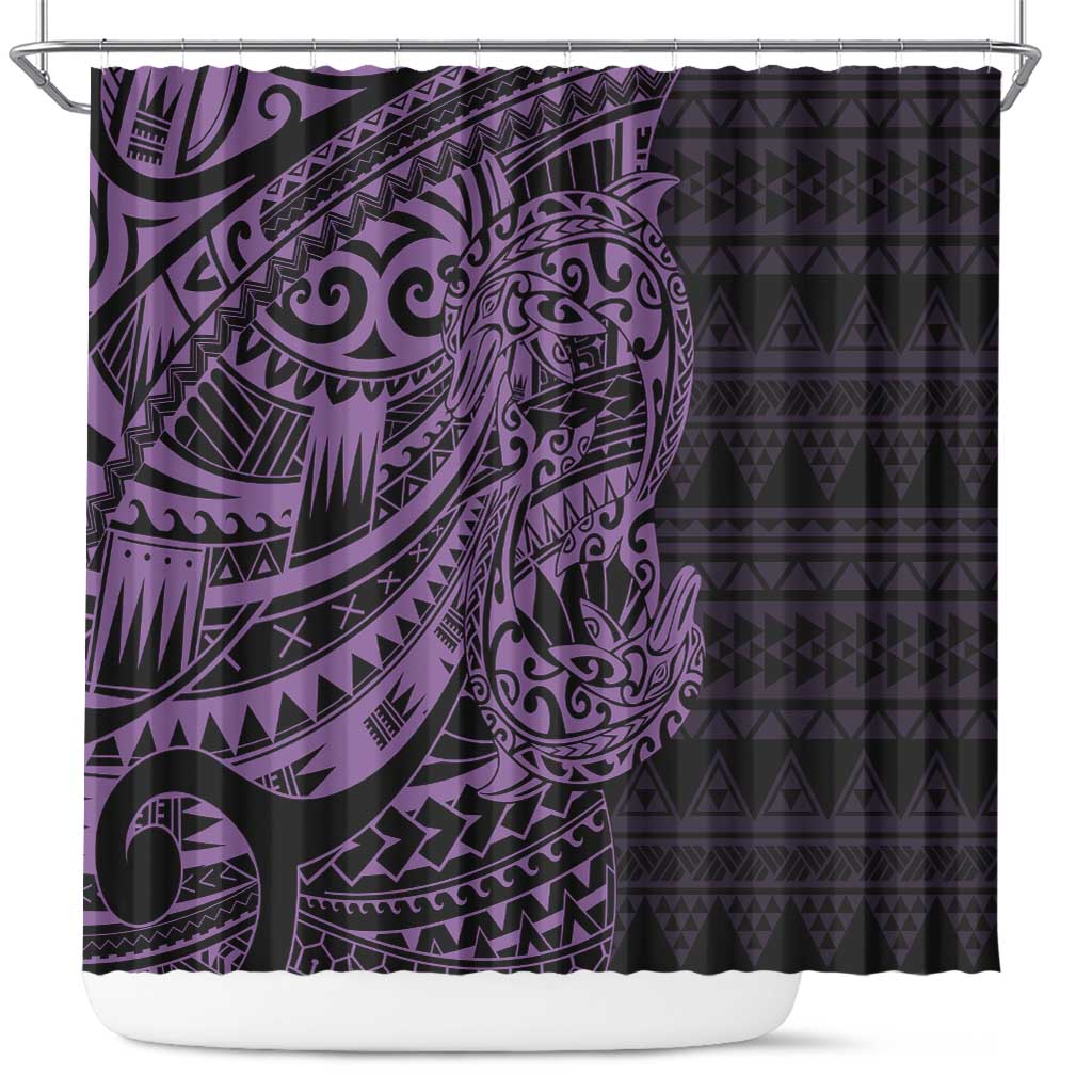 Purple Couple Dolphins Maori Polynesian Style Shower Curtain LT9 Purple - Polynesian Pride