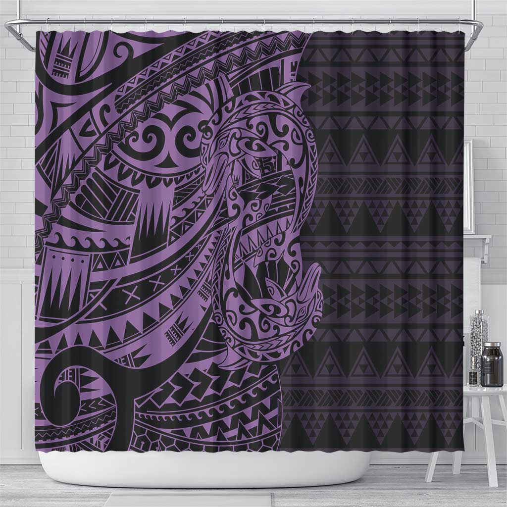 Purple Couple Dolphins Maori Polynesian Style Shower Curtain LT9 - Polynesian Pride