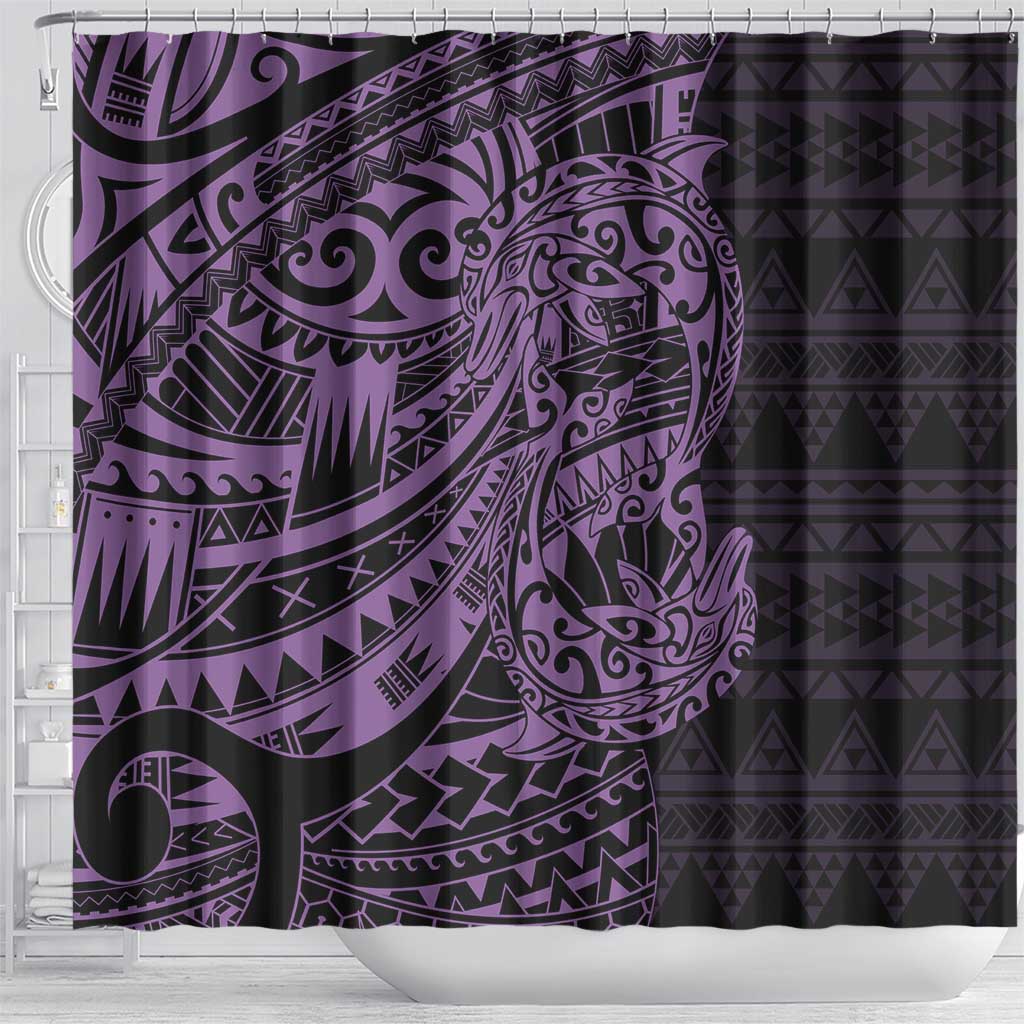 Purple Couple Dolphins Maori Polynesian Style Shower Curtain LT9 - Polynesian Pride