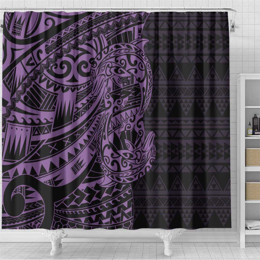 Purple Couple Dolphins Maori Polynesian Style Shower Curtain LT9 - Polynesian Pride