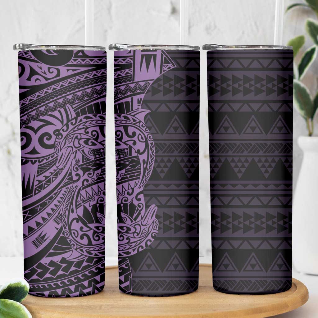 Purple Couple Dolphins Maori Polynesian Style Skinny Tumbler