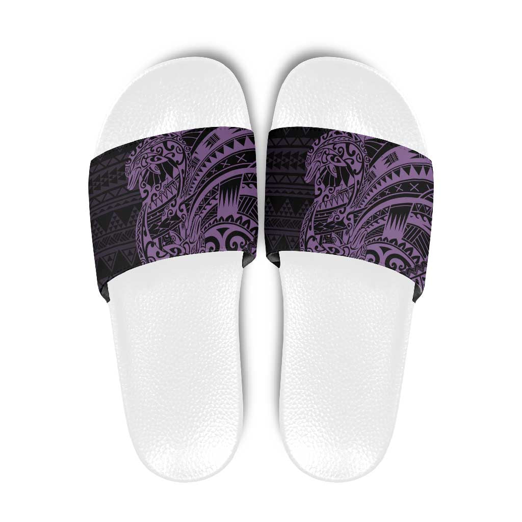 Purple Couple Dolphins Maori Polynesian Style Slide Sandals - Polynesian Pride