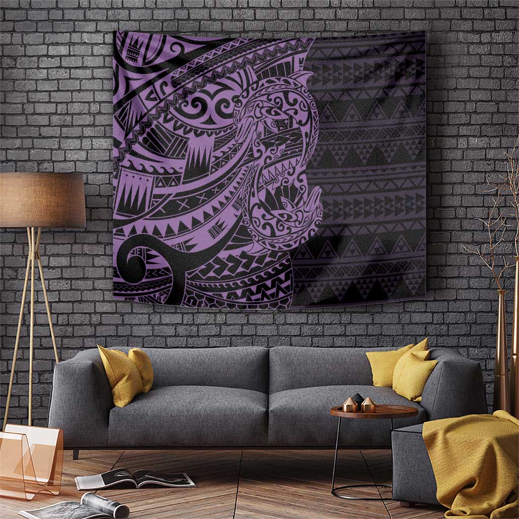 Purple Couple Dolphins Maori Polynesian Style Tapestry LT9 Purple - Polynesian Pride