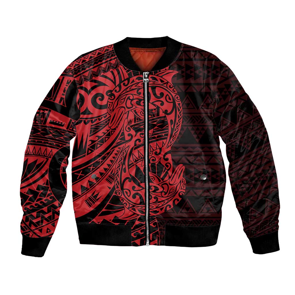 Red Couple Dolphins Maori Polynesian Style Bomber Jacket LT9 Unisex Red - Polynesian Pride