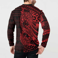 Red Couple Dolphins Maori Polynesian Style Button Sweatshirt LT9 - Polynesian Pride