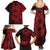 Red Couple Dolphins Maori Polynesian Style Family Matching Summer Maxi Dress and Hawaiian Shirt