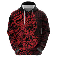 Red Couple Dolphins Maori Polynesian Style Hoodie
