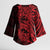 Red Couple Dolphins Maori Polynesian Style Kimono Sleeve Blouse - Polynesian Pride