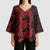 Red Couple Dolphins Maori Polynesian Style Kimono Sleeve Blouse - Polynesian Pride