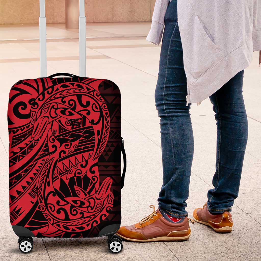 Red Couple Dolphins Maori Polynesian Style Luggage Cover LT9 Red - Polynesian Pride