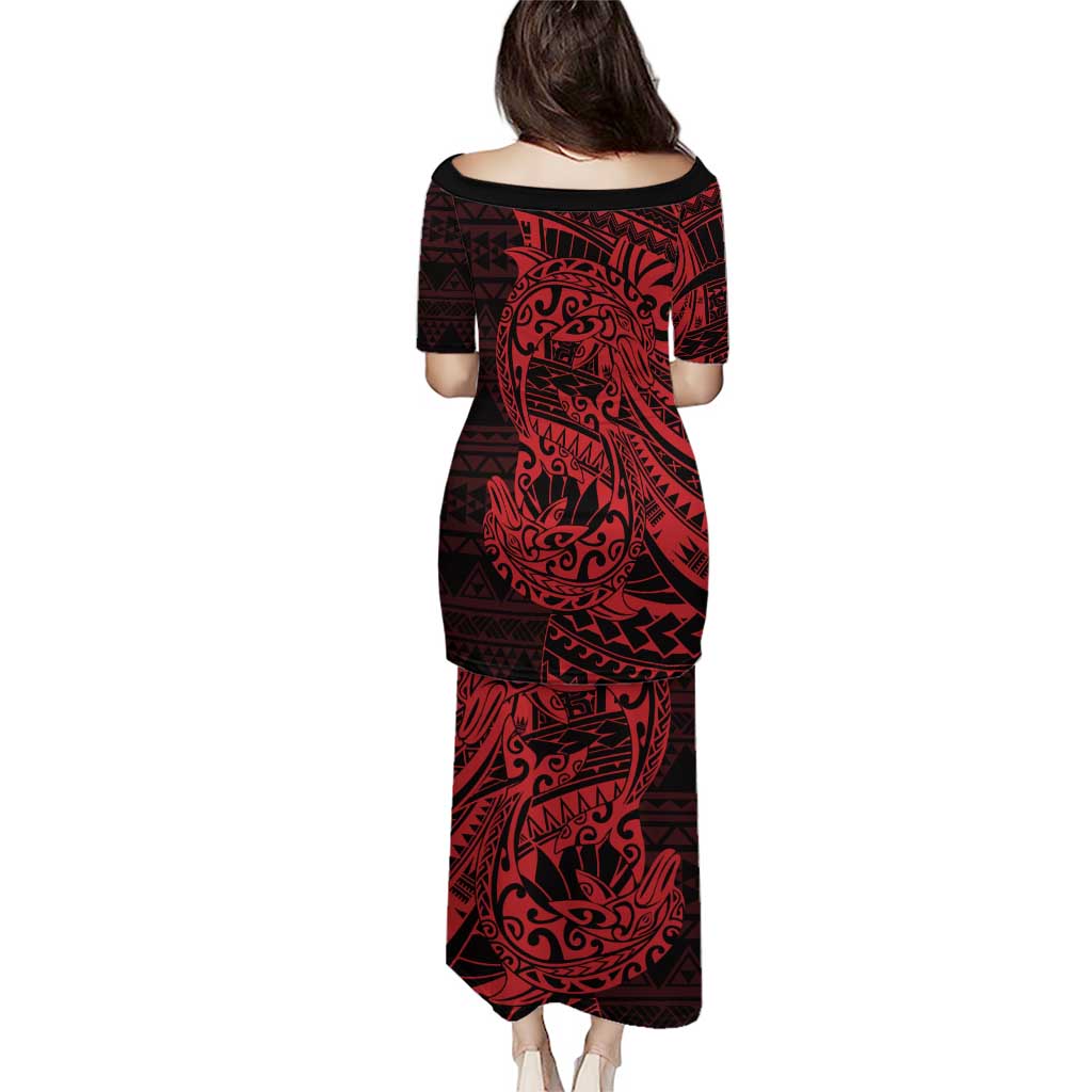 Red Couple Dolphins Maori Polynesian Style Puletasi