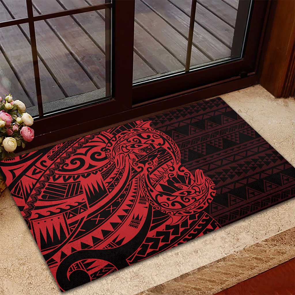 Red Couple Dolphins Maori Polynesian Style Rubber Doormat LT9 - Polynesian Pride