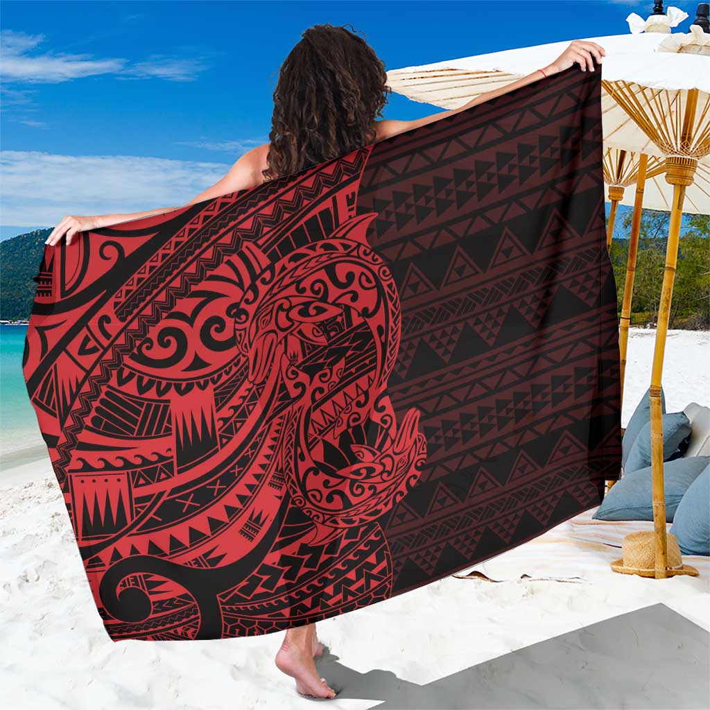 Red Couple Dolphins Maori Polynesian Style Sarong LT9 One Size 44 x 66 inches Red - Polynesian Pride