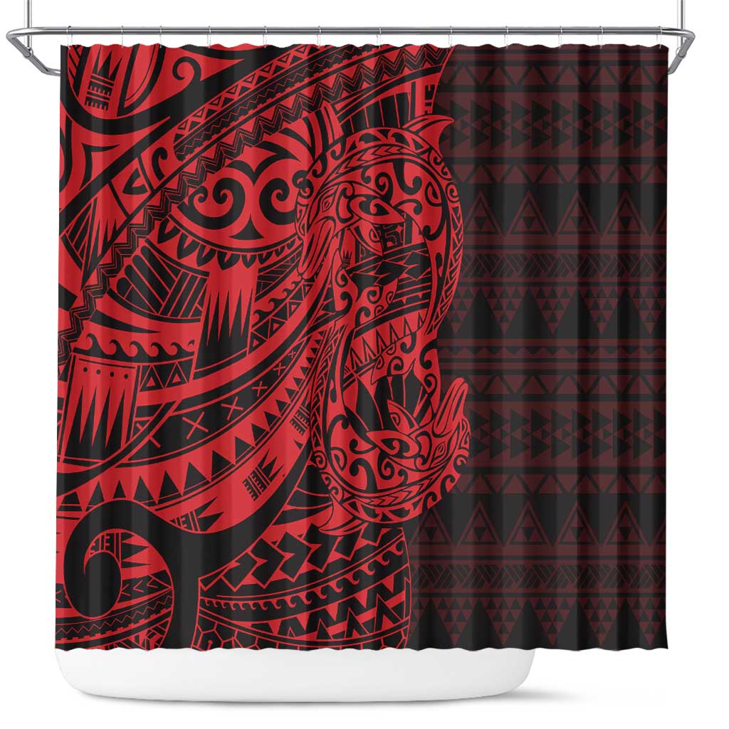 Red Couple Dolphins Maori Polynesian Style Shower Curtain LT9 Red - Polynesian Pride