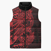 Red Couple Dolphins Maori Polynesian Style Sleeveless Puffer Jacket - Polynesian Pride