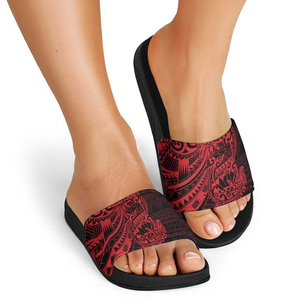 Red Couple Dolphins Maori Polynesian Style Slide Sandals - Polynesian Pride