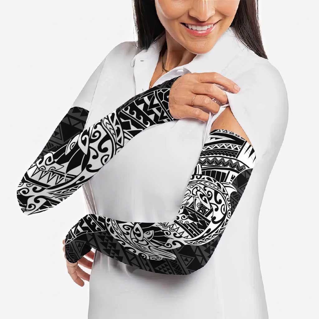 White Couple Dolphins Maori Polynesian Style Arm Sleeves - Polynesian Pride