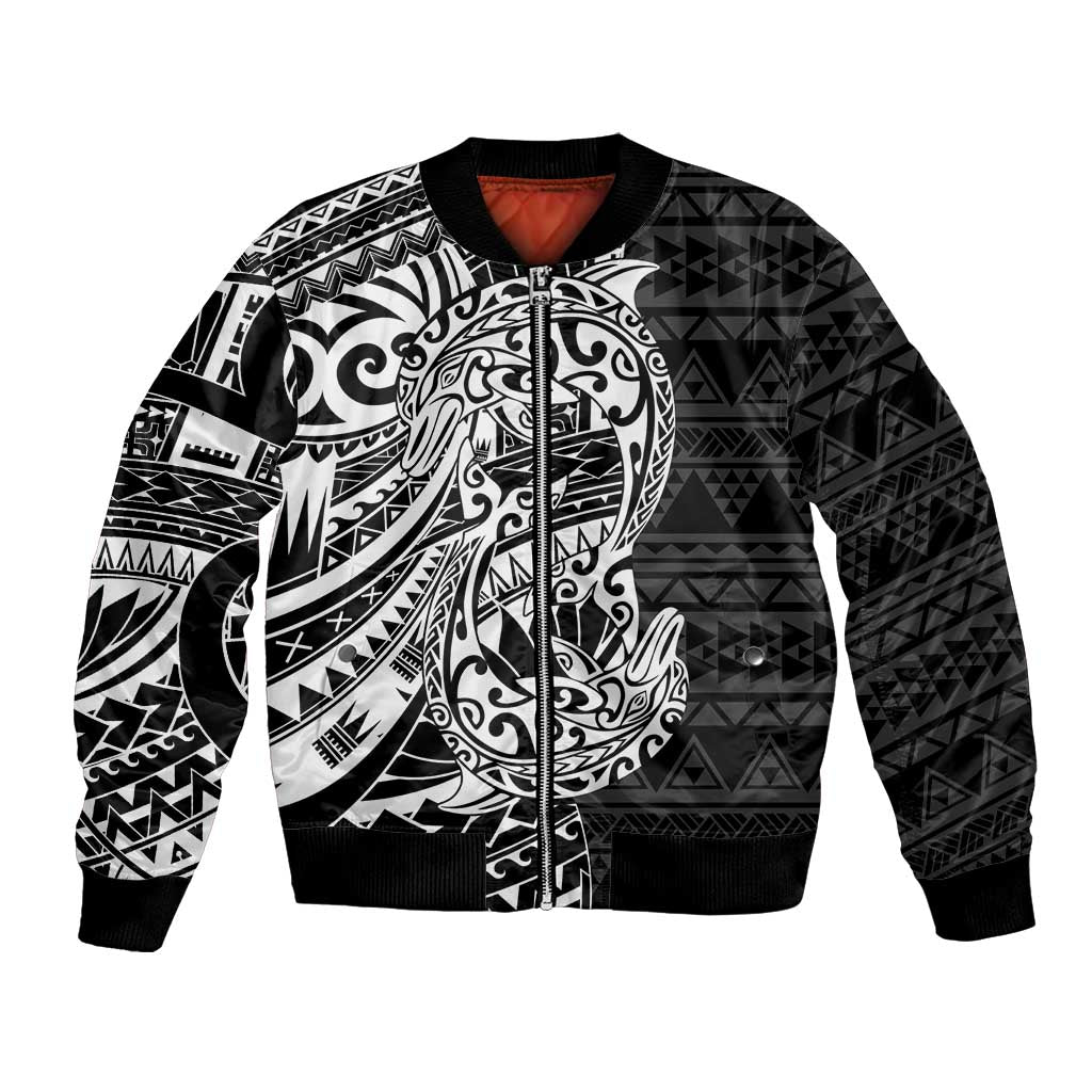 White Couple Dolphins Maori Polynesian Style Bomber Jacket LT9 Unisex White - Polynesian Pride
