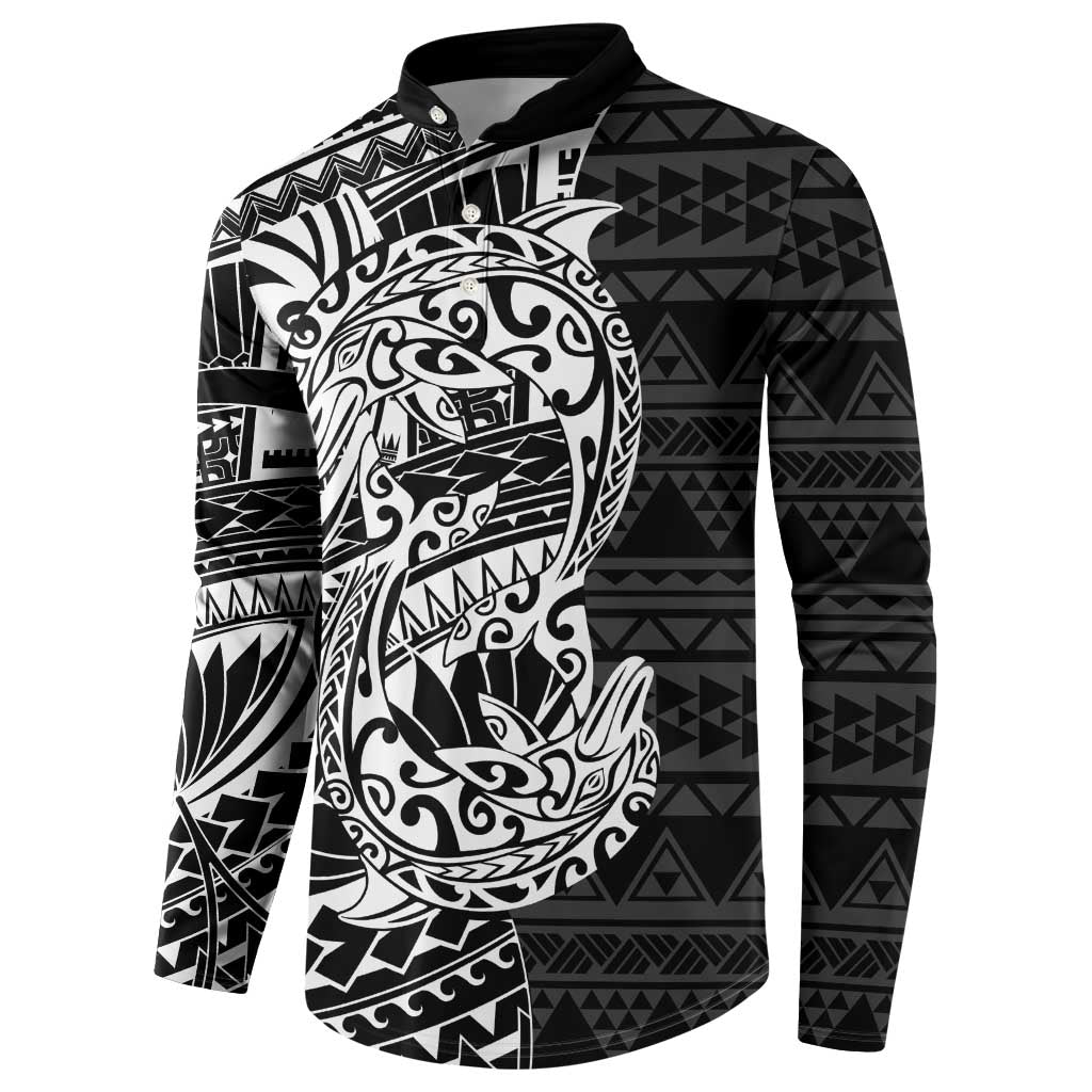 White Couple Dolphins Maori Polynesian Style Button Sweatshirt