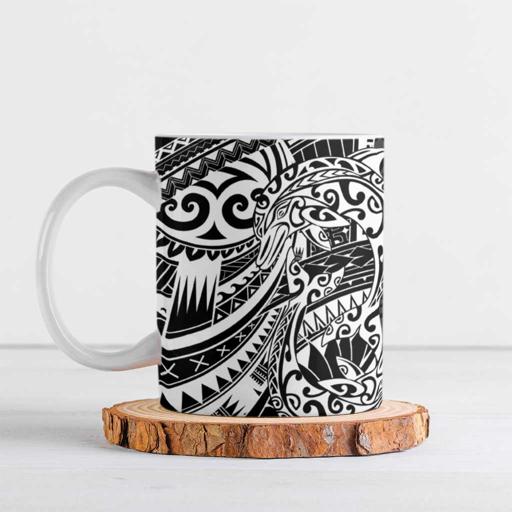 White Couple Dolphins Maori Polynesian Style Ceramic Mug - Polynesian Pride