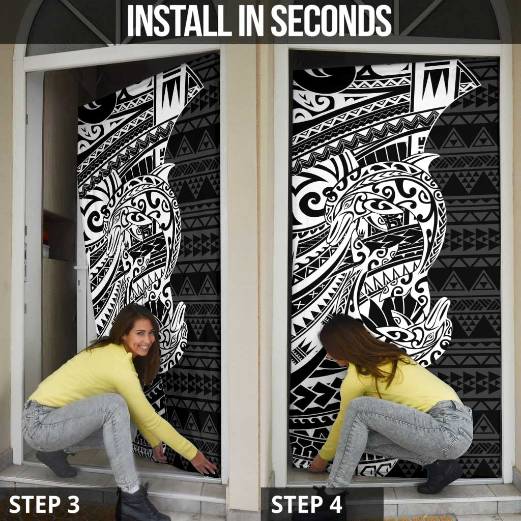 White Couple Dolphins Maori Polynesian Style Door Cover - Polynesian Pride