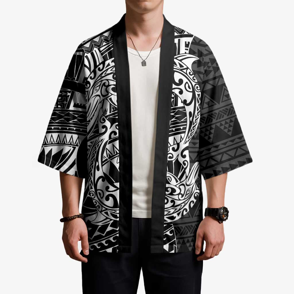 White Couple Dolphins Maori Polynesian Style Kimono - Polynesian Pride