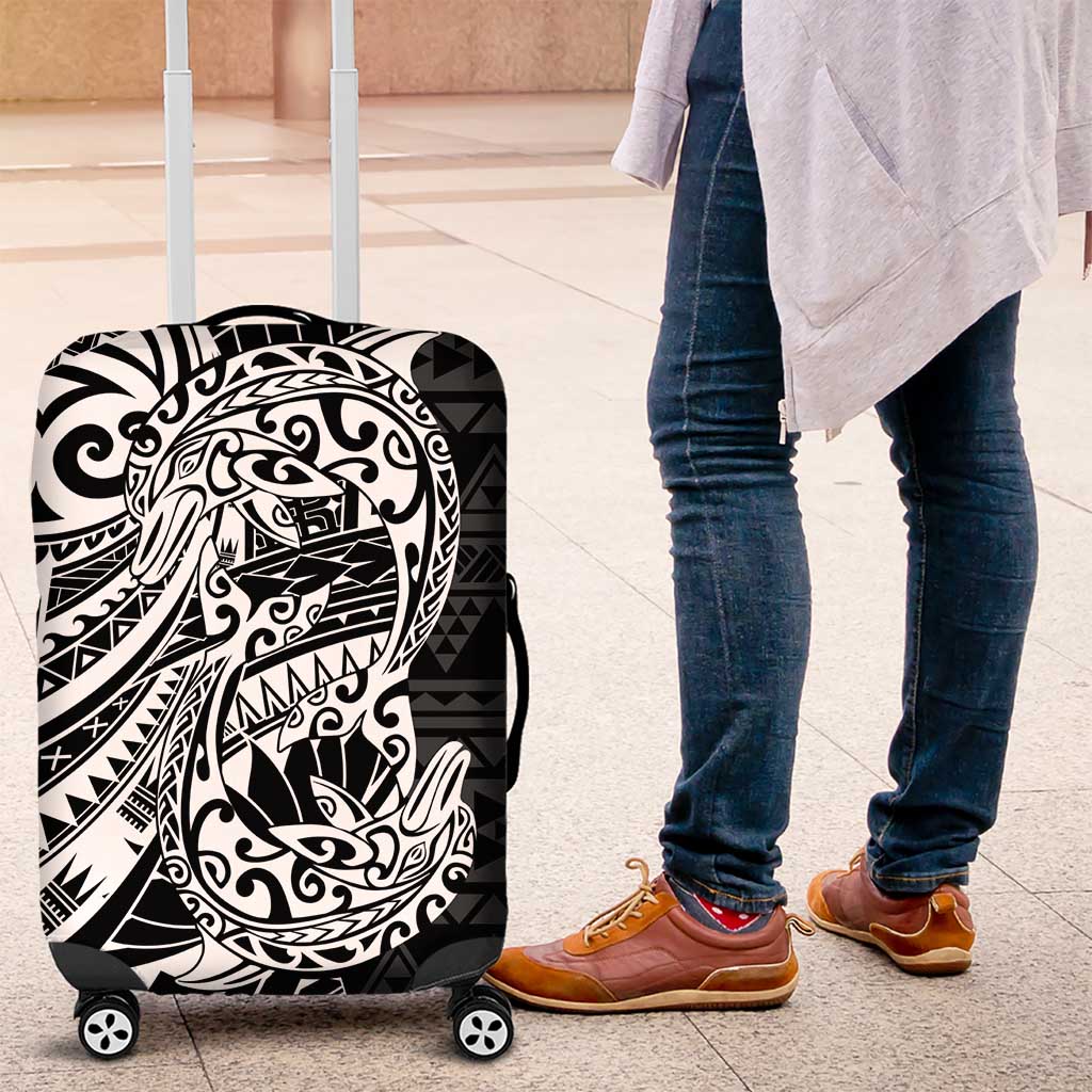 White Couple Dolphins Maori Polynesian Style Luggage Cover LT9 White - Polynesian Pride