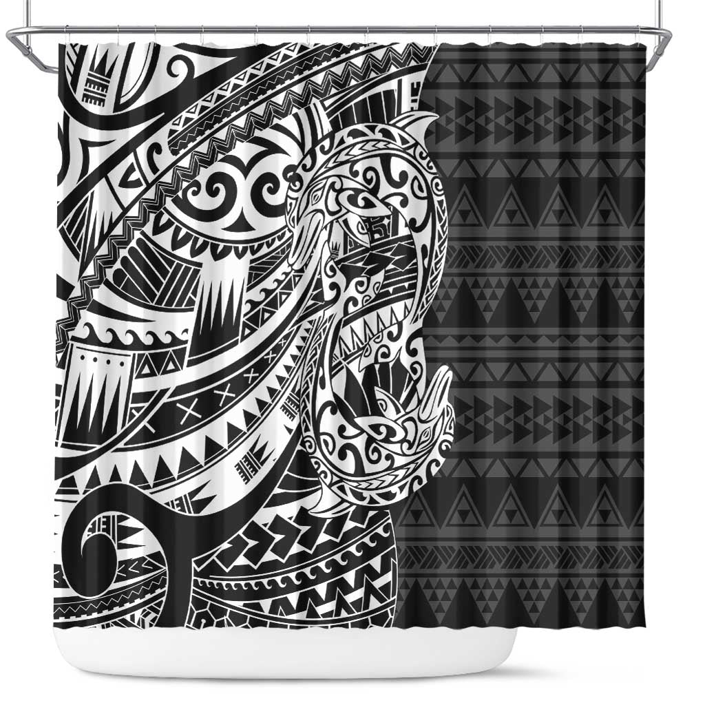 White Couple Dolphins Maori Polynesian Style Shower Curtain LT9 White - Polynesian Pride