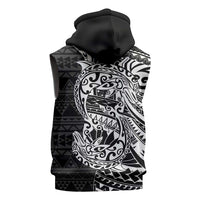 White Couple Dolphins Maori Polynesian Style Sleeveless Hoodie - Polynesian Pride