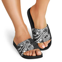 White Couple Dolphins Maori Polynesian Style Slide Sandals - Polynesian Pride