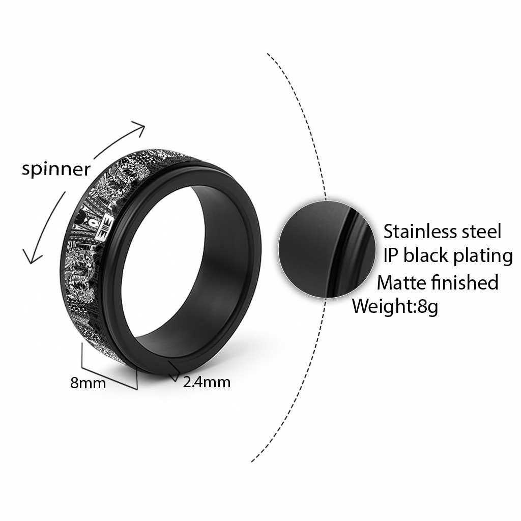 White Couple Dolphins Maori Polynesian Style Spinner Ring - Polynesian Pride