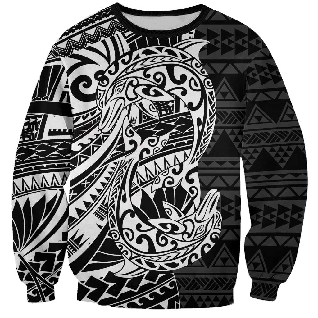 White Couple Dolphins Maori Polynesian Style Sweatshirt