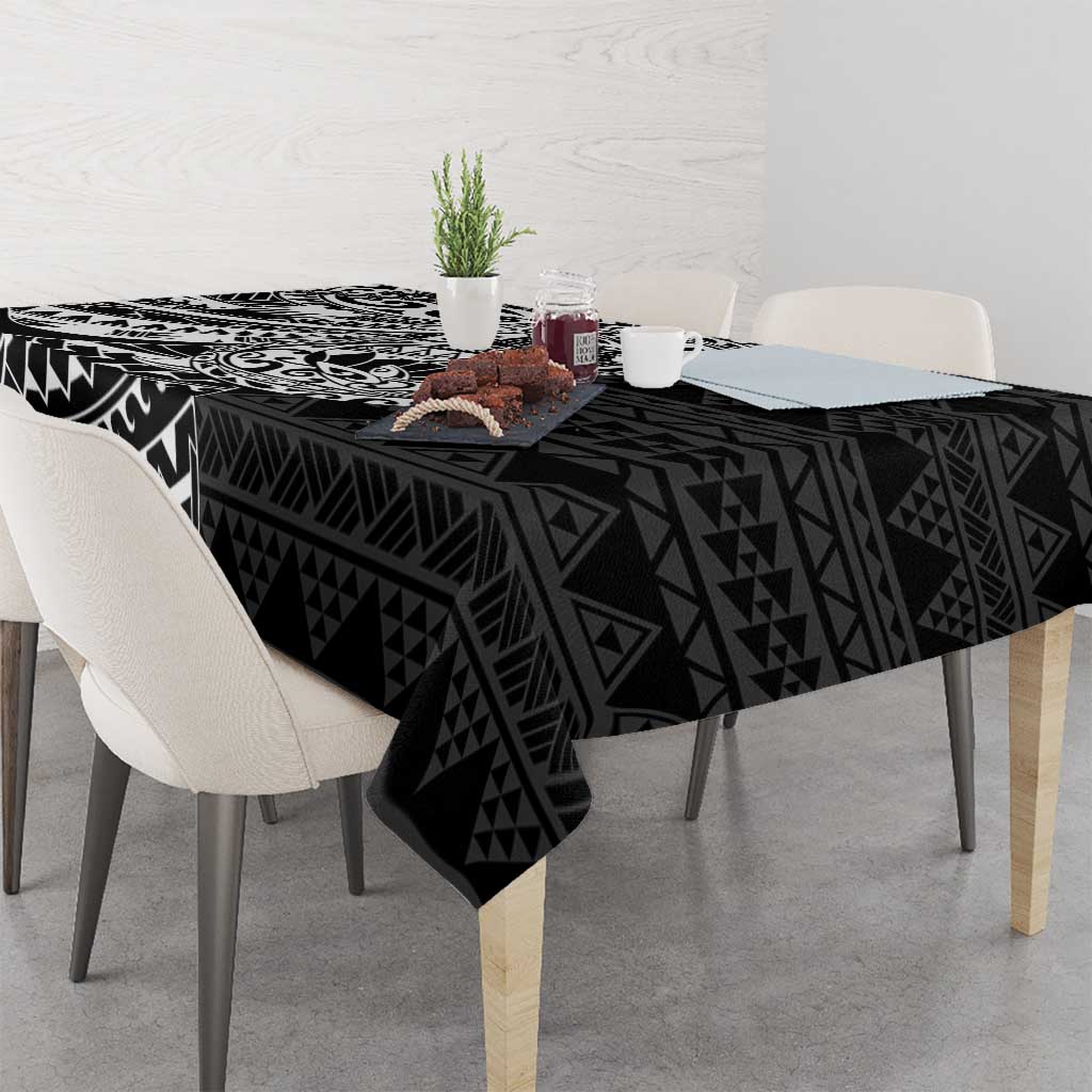 White Couple Dolphins Maori Polynesian Style Tablecloth
