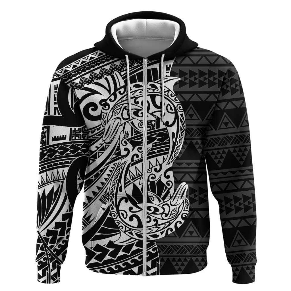 White Couple Dolphins Maori Polynesian Style Zip Hoodie LT9 Zip Hoodie White - Polynesian Pride