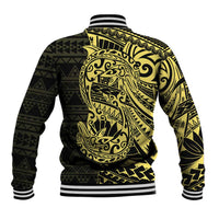 Yellow Couple Dolphins Maori Polynesian Style Baseball Jacket