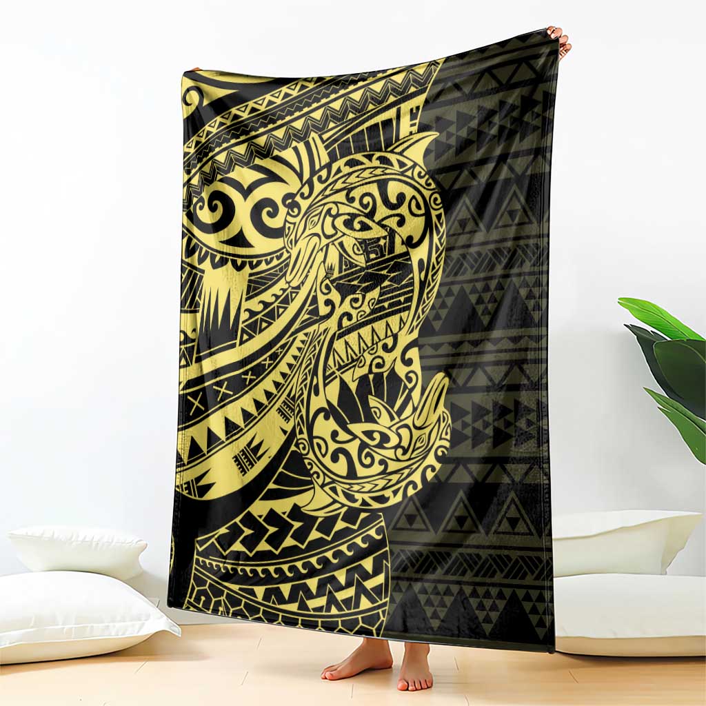Yellow Couple Dolphins Maori Polynesian Style Blanket