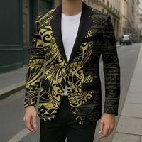 Yellow Couple Dolphins Maori Polynesian Style Blazer - Polynesian Pride