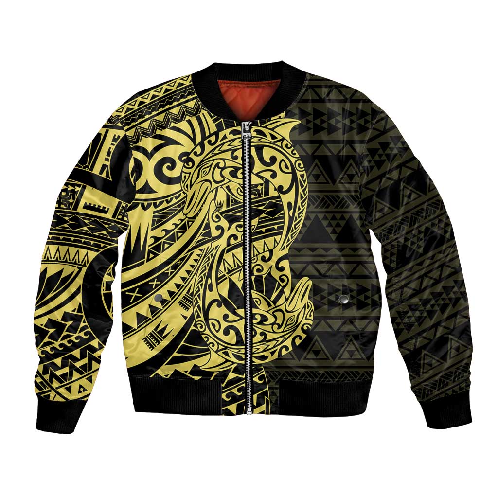 Yellow Couple Dolphins Maori Polynesian Style Bomber Jacket LT9 Unisex Yellow - Polynesian Pride